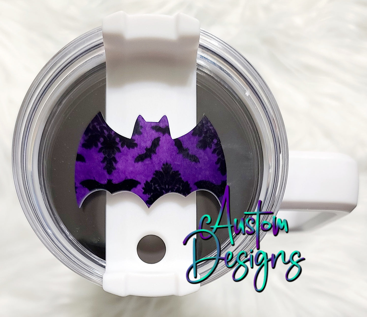 Purple and Green Floral Tumbler With Handle