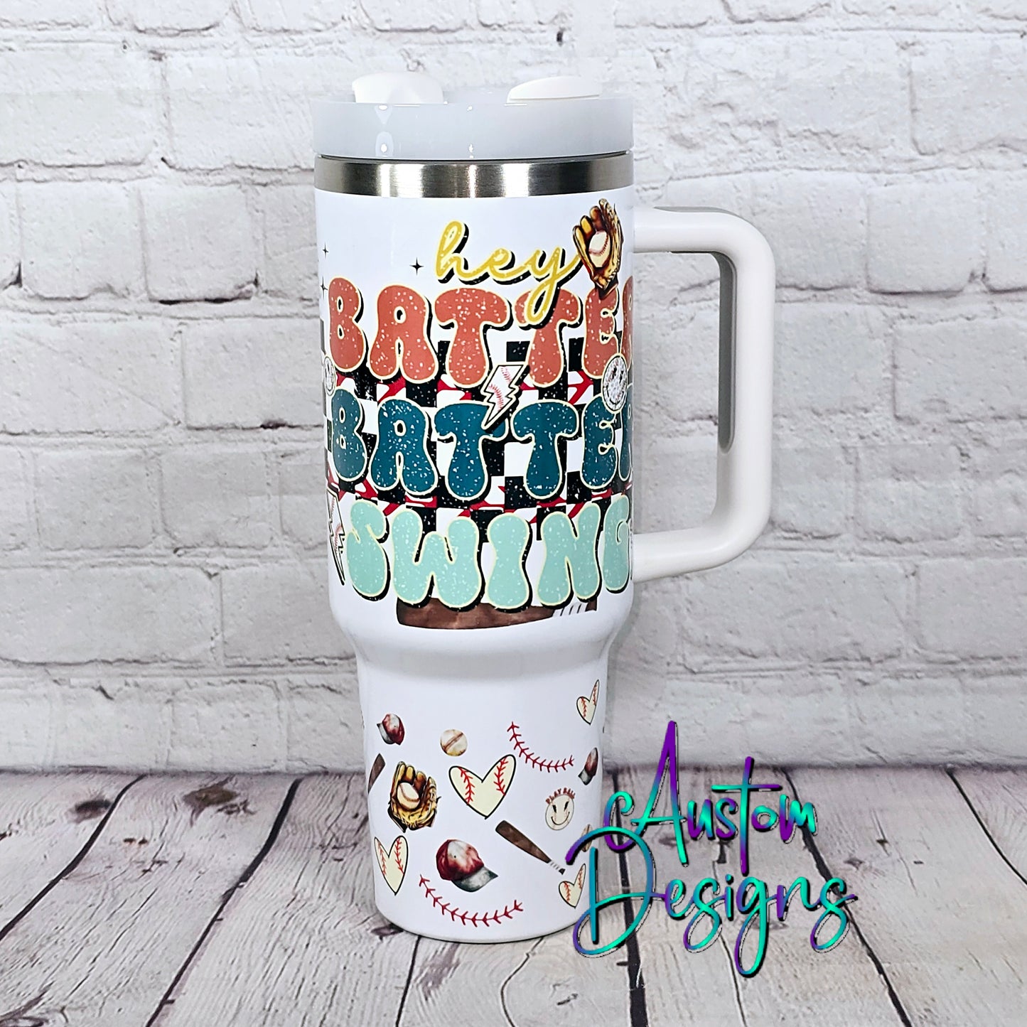 40 oz Tumbler Hey Batter Batter