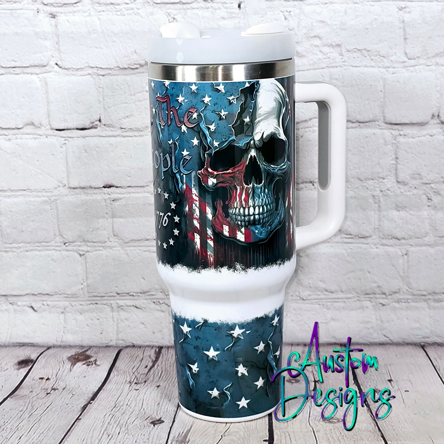40 oz Tumbler We The People Skull