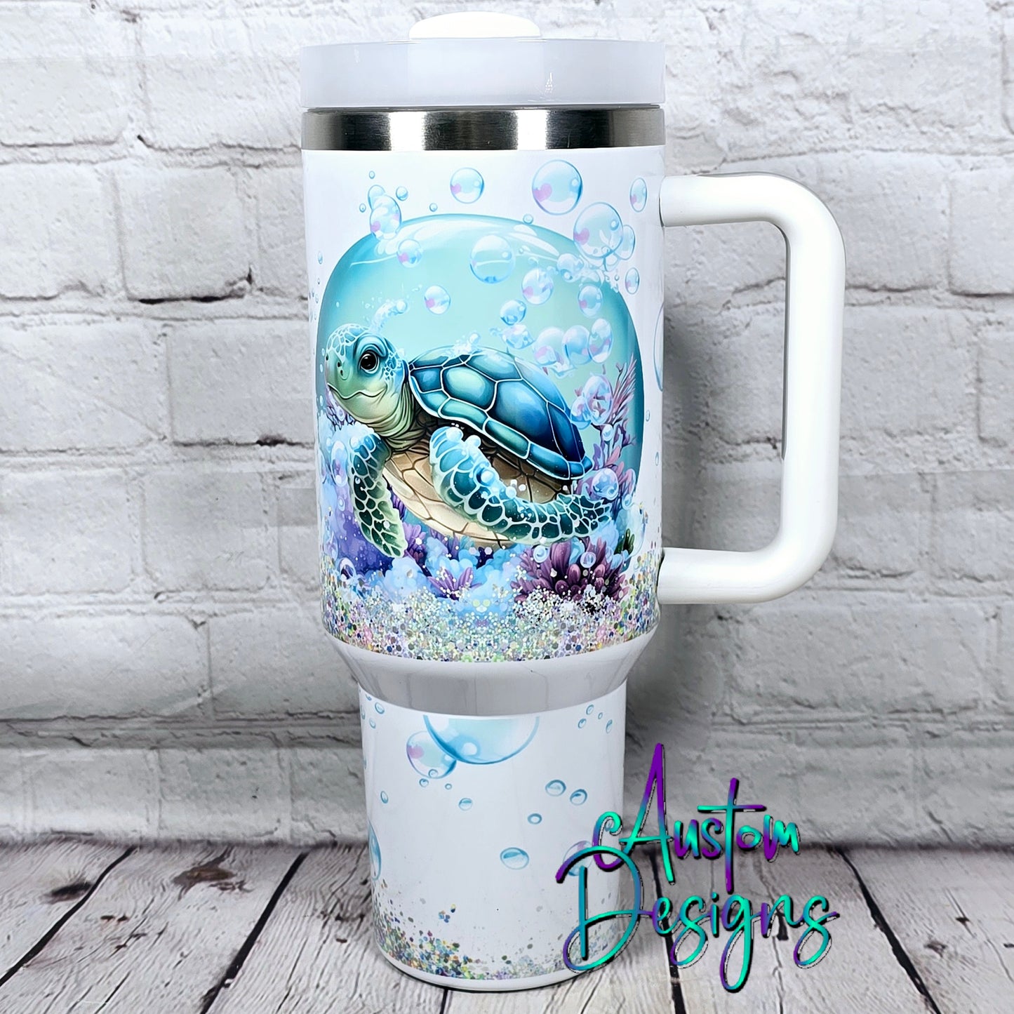 40 oz Tumbler Turtle Bubbly
