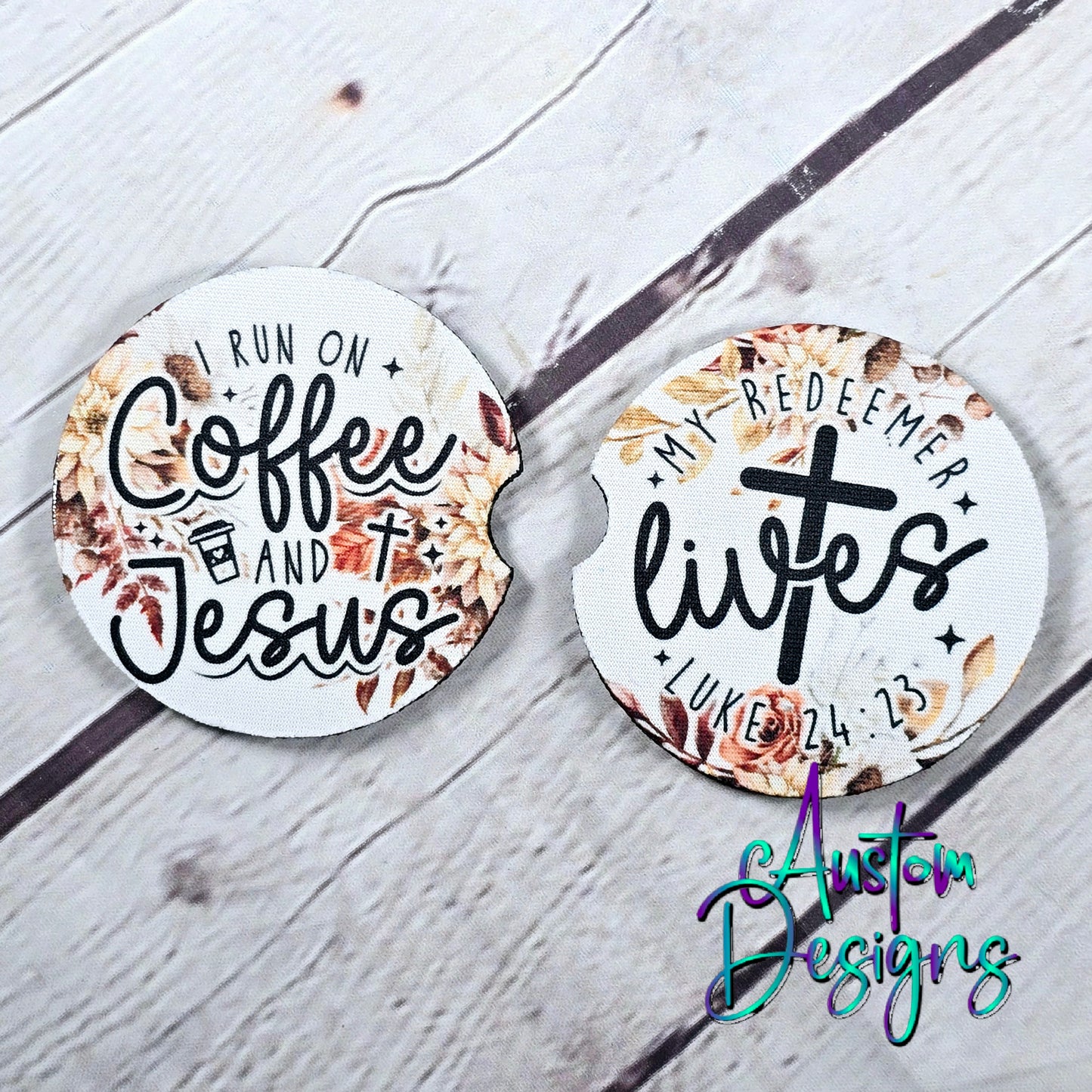 Car Coaster Set Coffee and Jesus