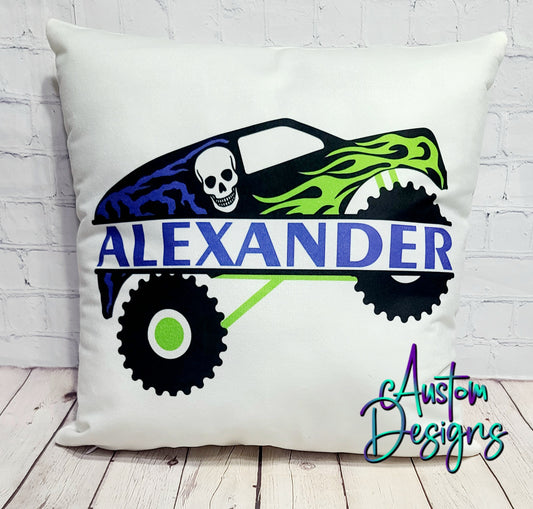 Personalized Monster Truck Pillow