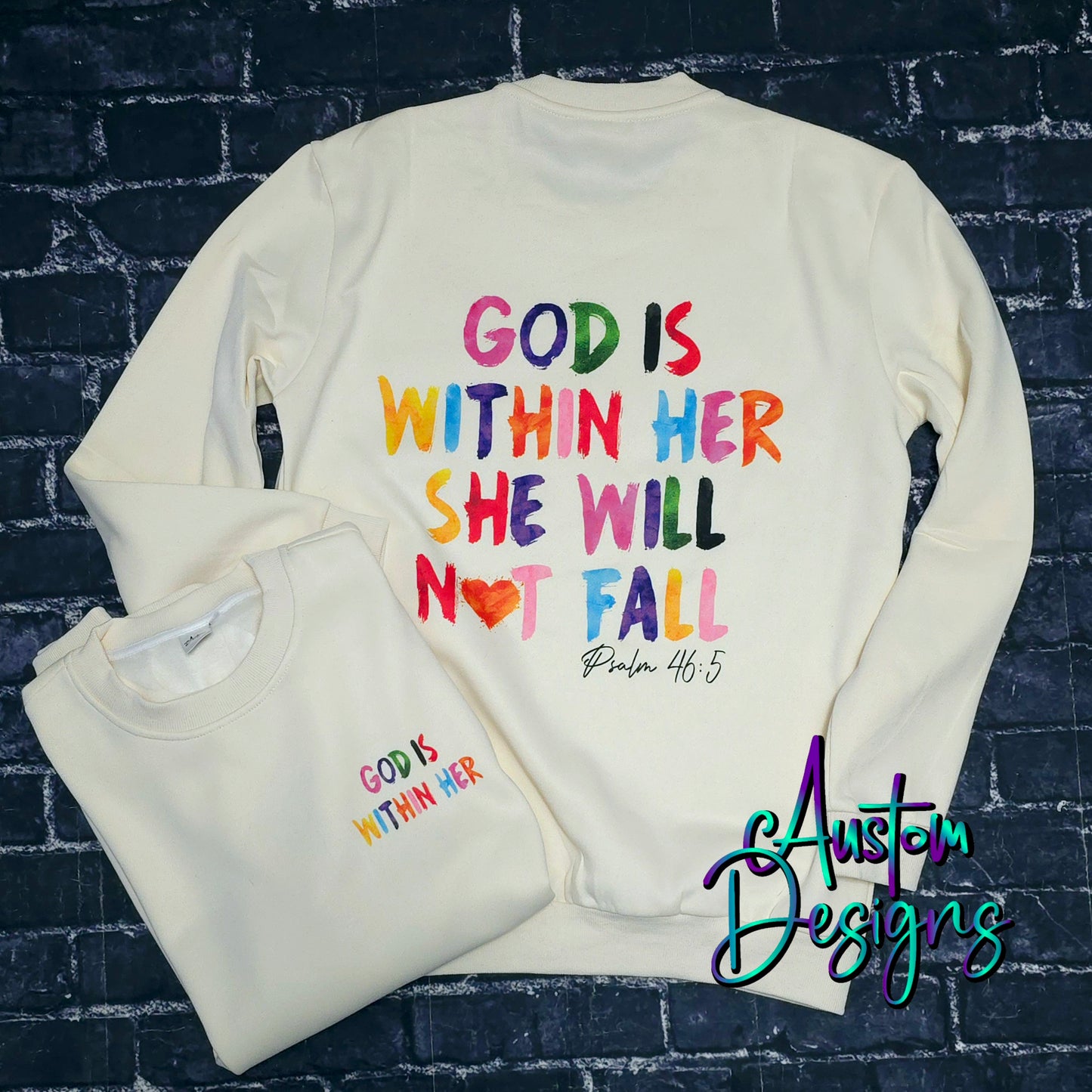 God Is Within Her Cream Crewneck