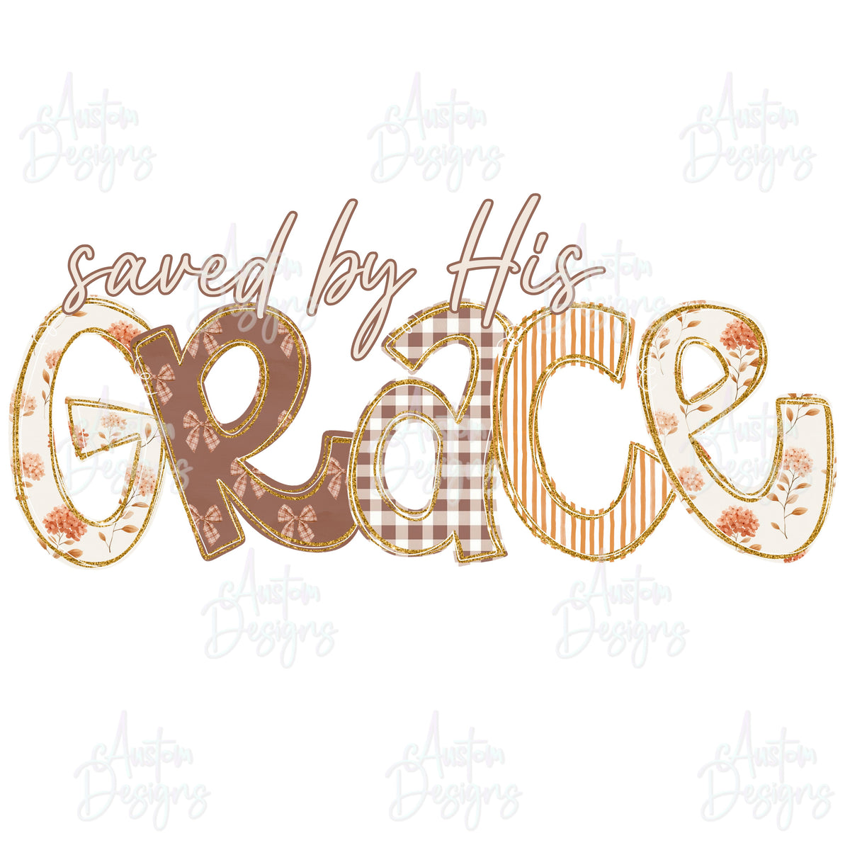 Saved by His Grace Fall Floral Digital Download
