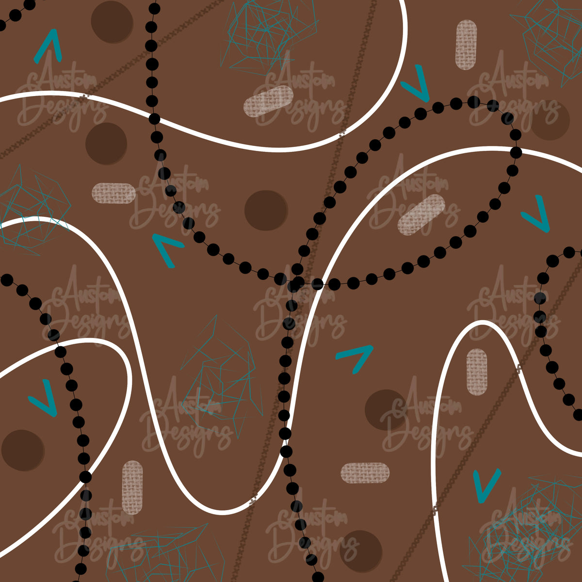Teal and Mocha Retro Vibes Digital Paper Digital Download